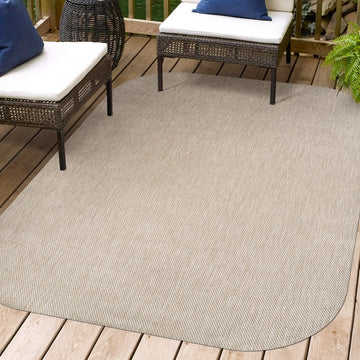 Miles Modern Minimalist Radius Corner Solid Indoor/Outdoor Area Rug
